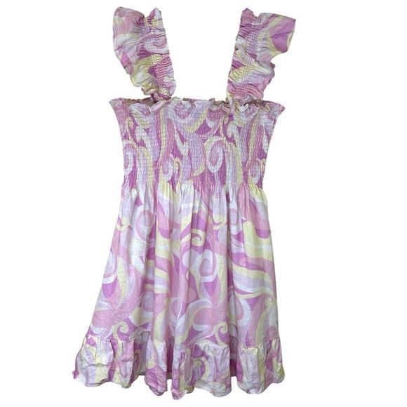 Hill House - ‘Elizabeth Nap’ Mini Linen Dress ‘Candy Kaleidoscope’, Pink X-Small - Picture 5 of 17